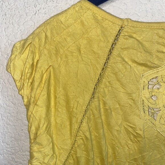 Zara Trafaluc dress yellow floral crochet lagen cottage M coquette boho - Picture 9 of 11